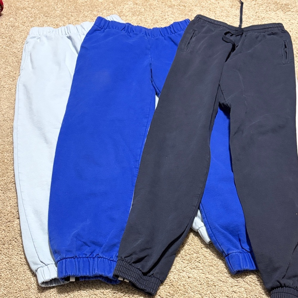 Brandy Melville Track Joggers Trio in Royal Blue, Black, and Light Gray